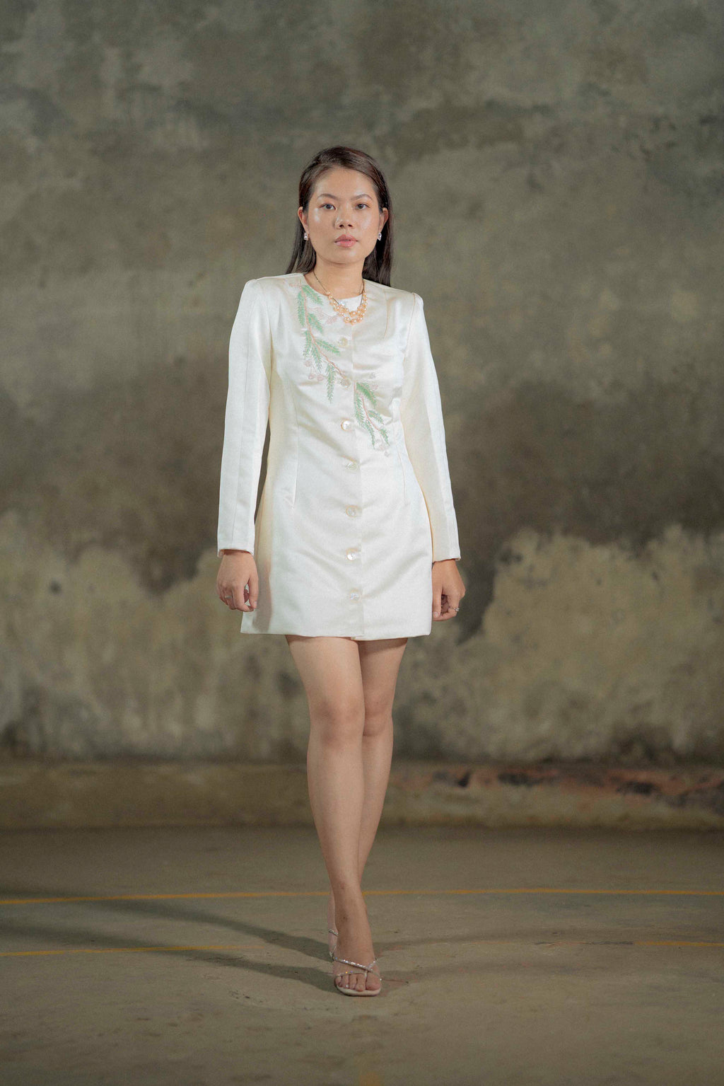 Asymmetric Embroidered Coat