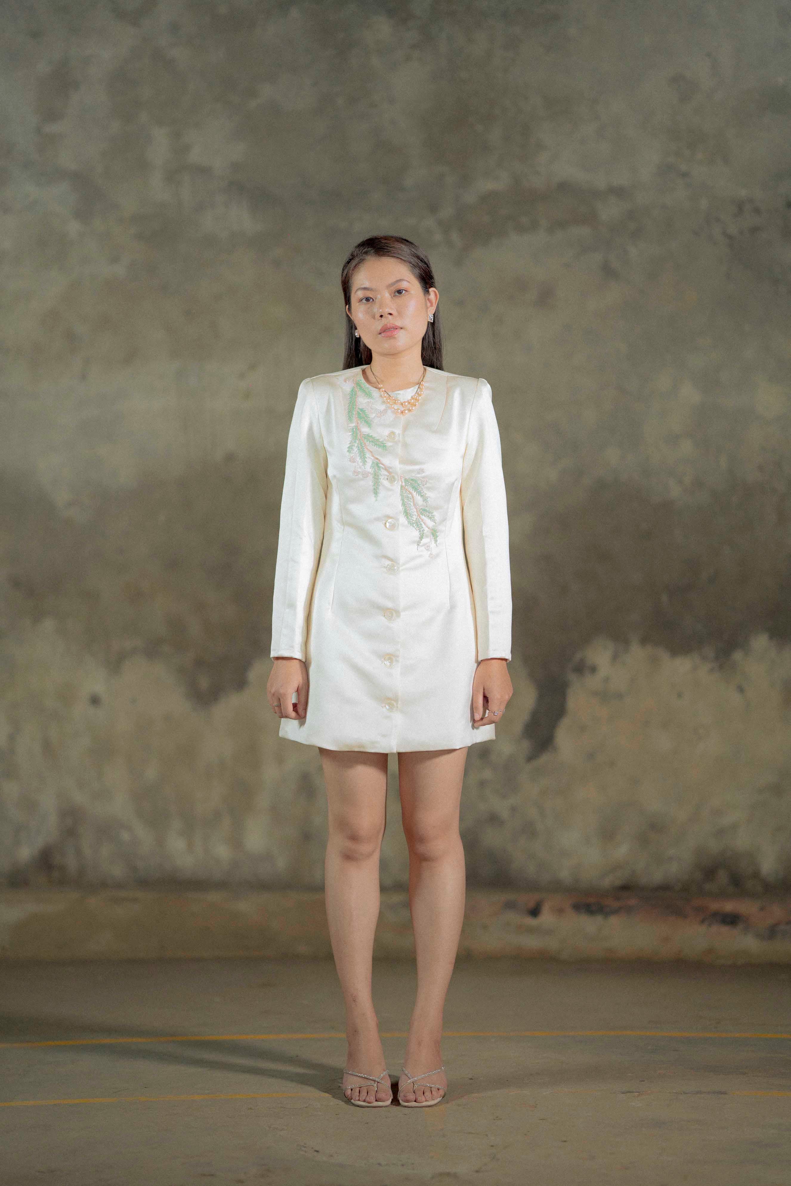 Asymmetric Embroidered Coat