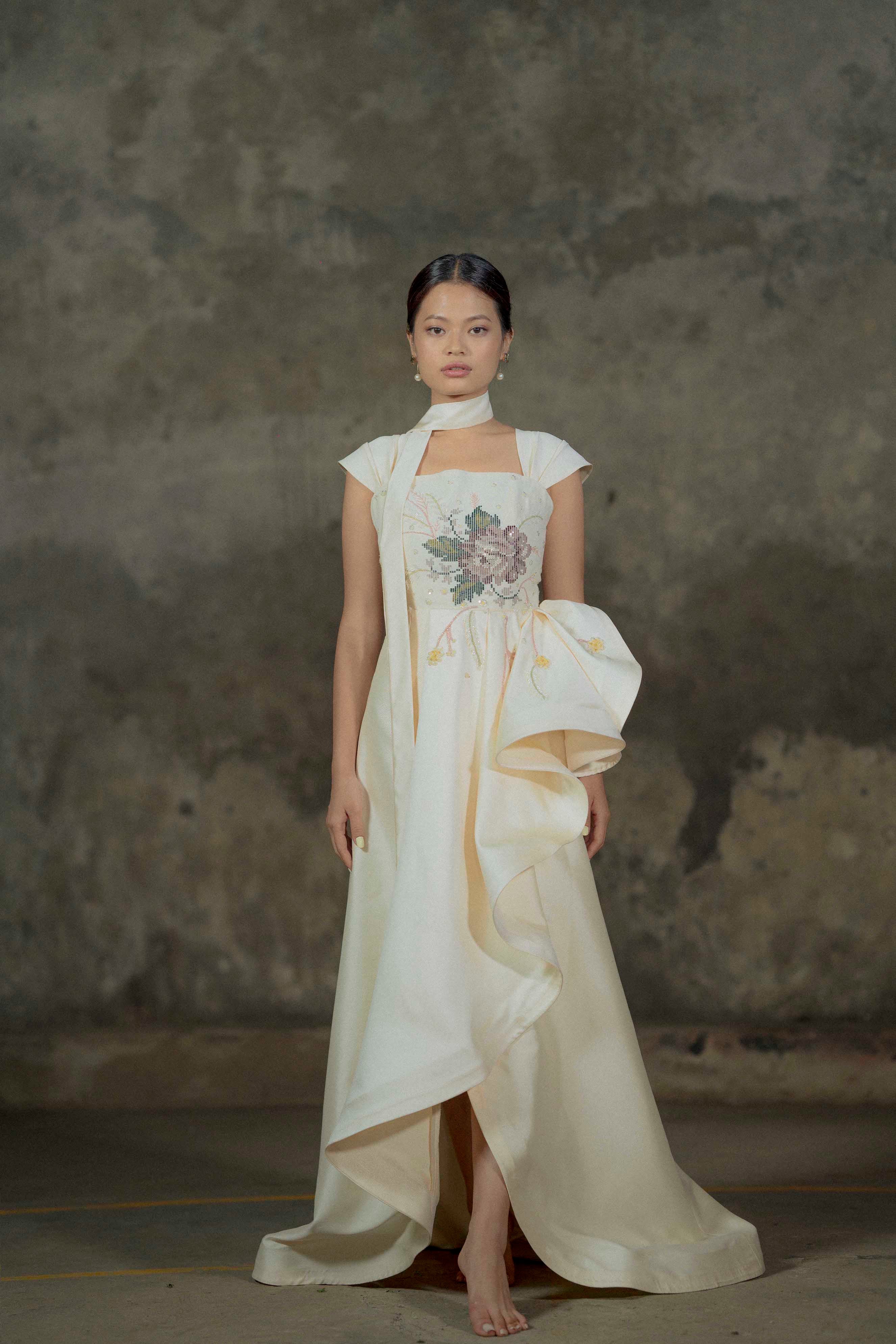 Hand Woven Asymmetric Gown