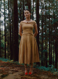 Pleated Midi dress (Caramel)