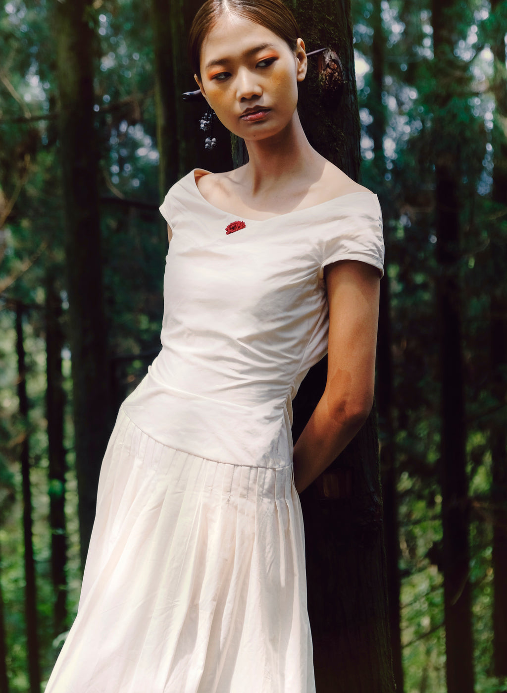 Pleated Midi dress (Oatmeal color)