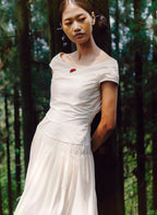 Pleated Midi dress (Oatmeal color)