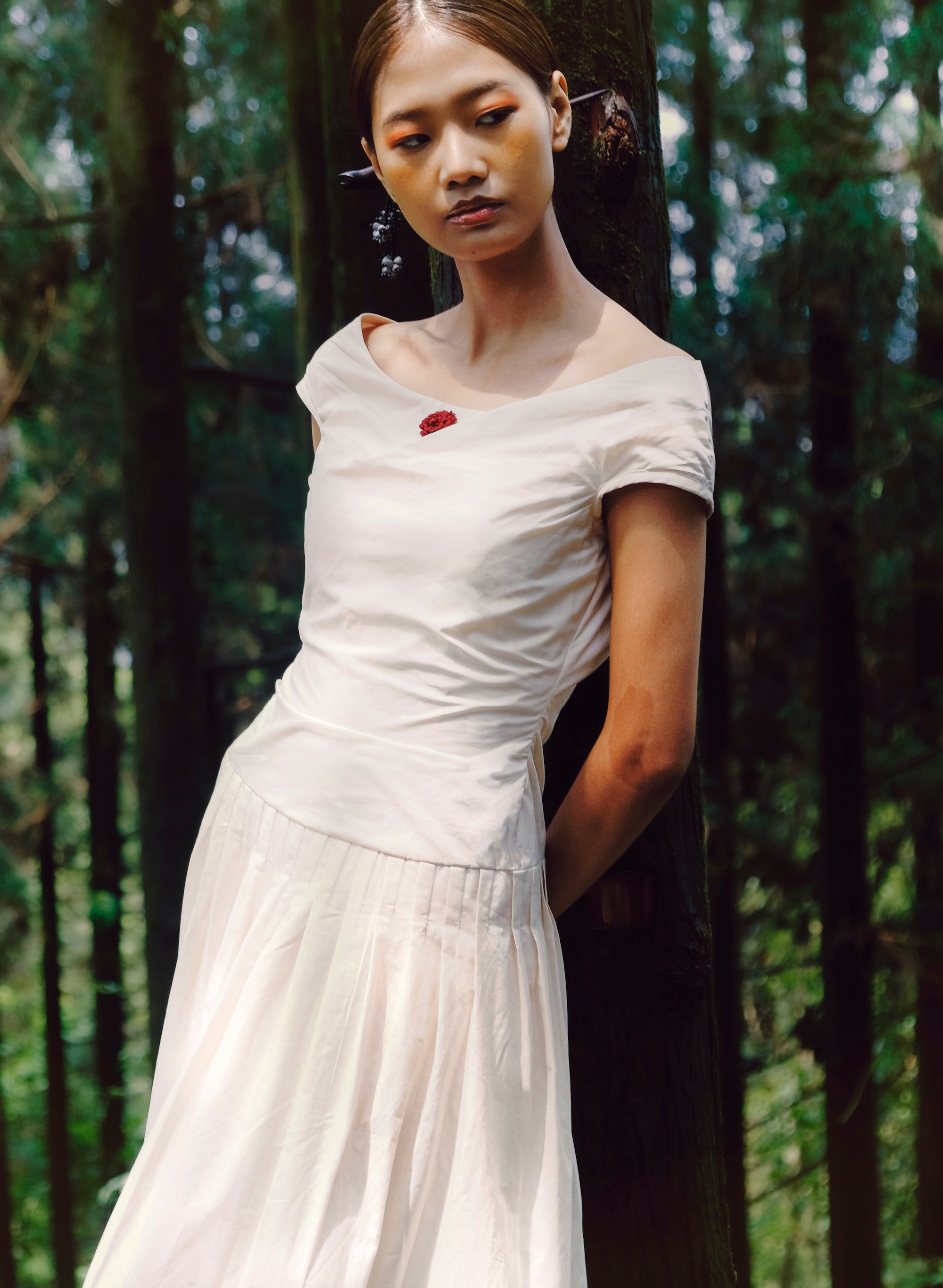Pleated Midi dress (Oatmeal color)